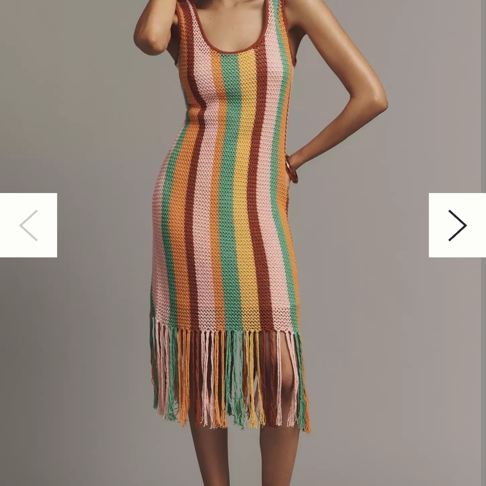 Multicolor Striped Fringe Dress
